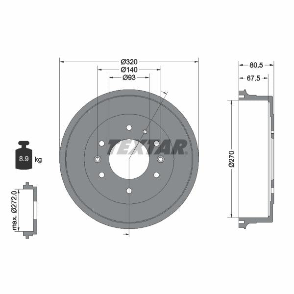 TEXTAR 94033500 Brake Drum