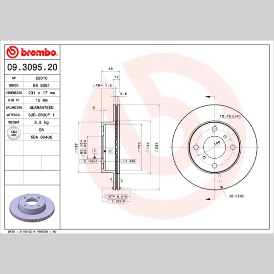 OE IVECO 93159283 Disc Brake Caliper Repair Kit