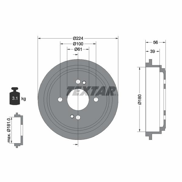 TEXTAR 94028000 Brake Drum
