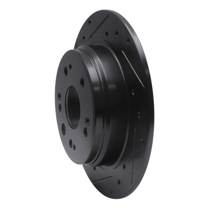 R1 Concepts R1 02-04 Honda CR-V Rear Left Drilled & Slotted Black Brake Rotor