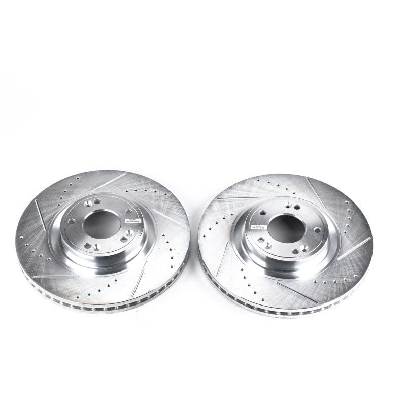 PowerStop Power Stop 09-14 Hyundai Genesis Front Evolution Drilled & Slotted Rotors - Pair