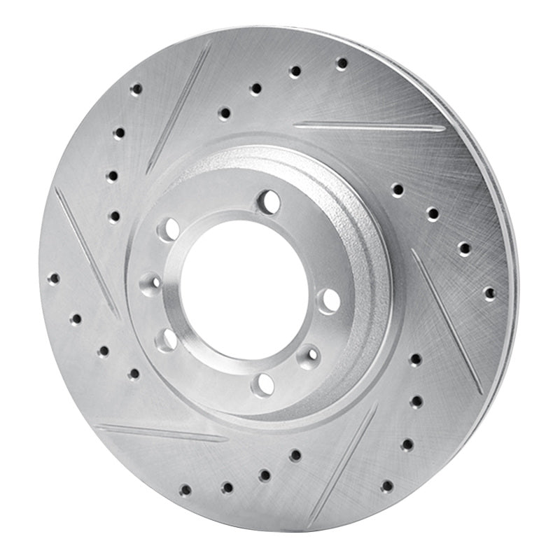 R1 Concepts R1 81-89 Alfa Romeo Milano Front Left Drilled & Slotted Silver Brake Rotor