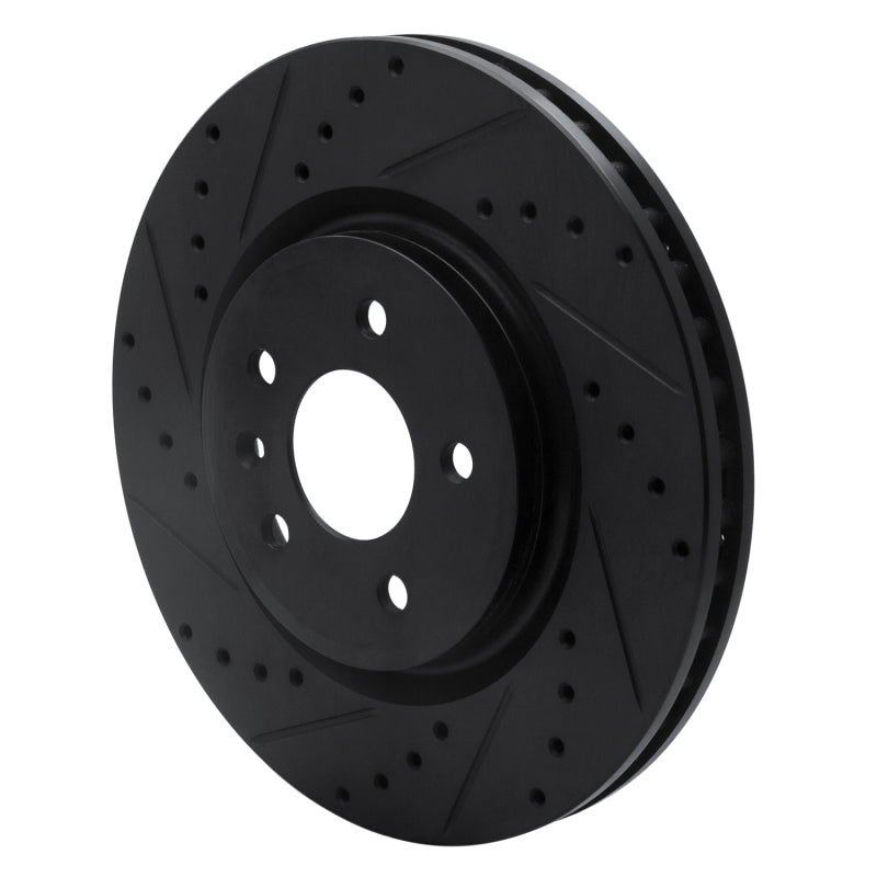 R1 Concepts R1 09-10 Ford Taurus SHO Front Left Drilled & Slotted Black Brake Rotor