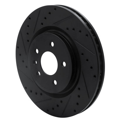 R1 Concepts R1 09-10 Ford Taurus SHO Front Left Drilled & Slotted Black Brake Rotor