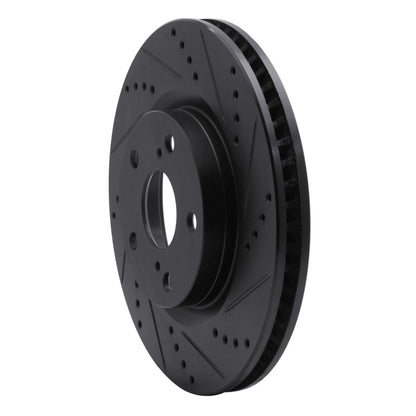 R1 Concepts R1 10-13 Hyundai Santa Fe Front Right Drilled & Slotted Black Brake Rotor