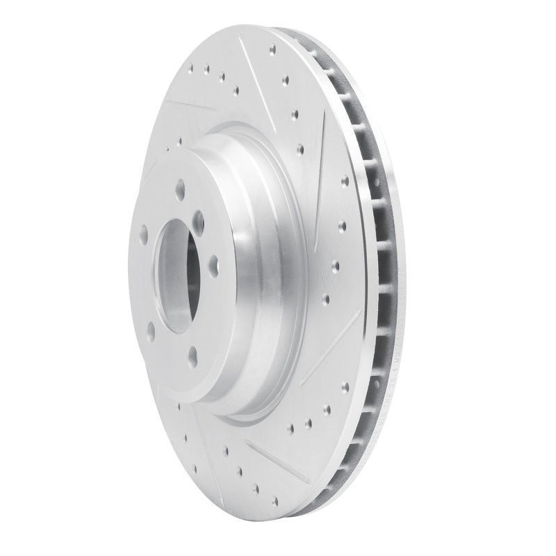 R1 Concepts R1 07-15 BMW 335XI Front Right Drilled & Slotted Silver Brake Rotor