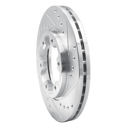 R1 Concepts R1 85-02 Nissan Pickup Hardbody Front Right Drilled & Slotted Silver Brake Rotor