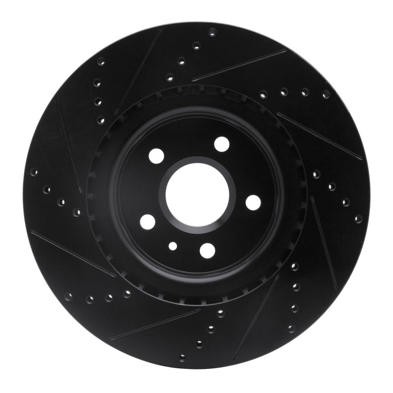R1 Concepts R1 09-17 Buick Regal Front Right Drilled & Slotted Black Brake Rotor