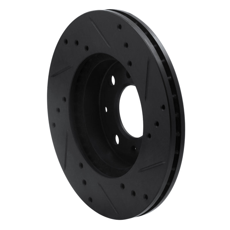 R1 Concepts R1 90-00 Honda Civic Wagon Front Left Drilled & Slotted Black Brake Rotor
