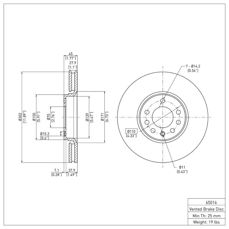 DFC 03-11 Cadillac BLS (Mexico) Front GeoSPEC Coated Rotor