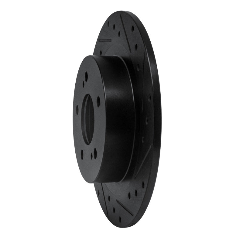 R1 Concepts R1 1984-1988 Nissan 200SX Rear Right Drilled & Slotted Black Brake Rotor