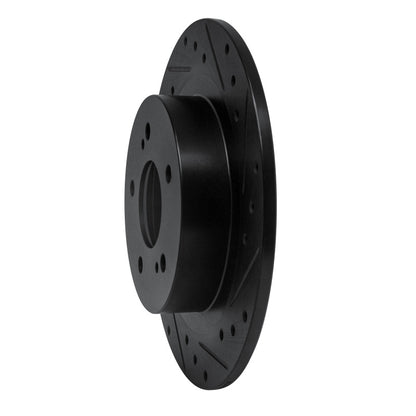 R1 Concepts R1 1984-1988 Nissan 200SX Rear Right Drilled & Slotted Black Brake Rotor