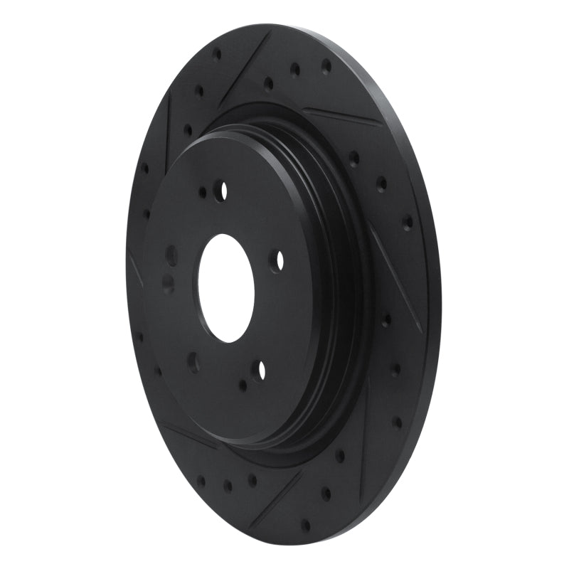 R1 Concepts R1 15-25 Acura TLX Rear Left Drilled & Slotted Black Brake Rotor