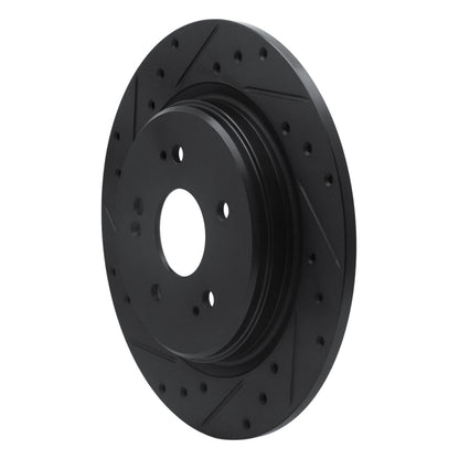 R1 Concepts R1 15-25 Acura TLX Rear Left Drilled & Slotted Black Brake Rotor
