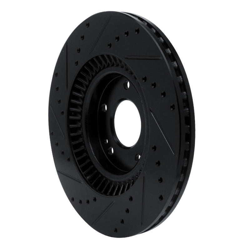 R1 Concepts R1 13-20 Hyundai Santa Fe XL Front Right Drilled & Slotted Black Brake Rotor
