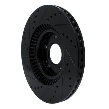 R1 Concepts R1 13-20 Hyundai Santa Fe XL Front Right Drilled & Slotted Black Brake Rotor