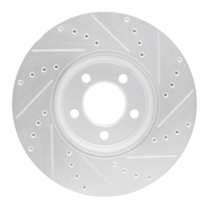 R1 Concepts R1 06-08 Jaguar S-Type Front Left Drilled & Slotted Silver Brake Rotor