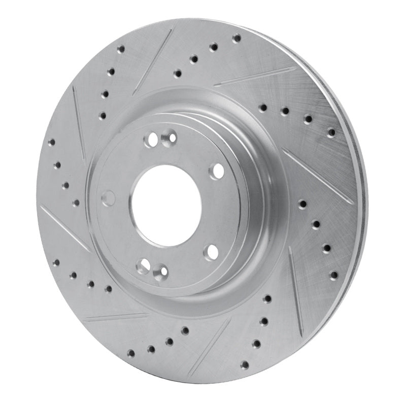 R1 Concepts R1 10-16 Hyundai Genesis Coupe Front Left Drilled & Slotted Silver Brake Rotor