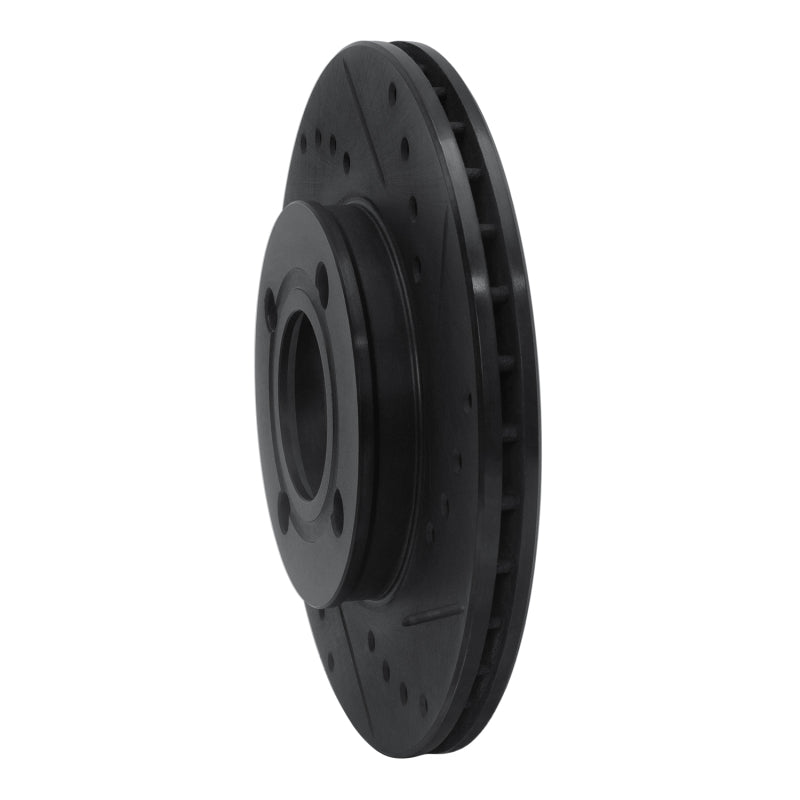 R1 Concepts R1 84-87 Audi Coupe Front Right Drilled & Slotted Black Brake Rotor