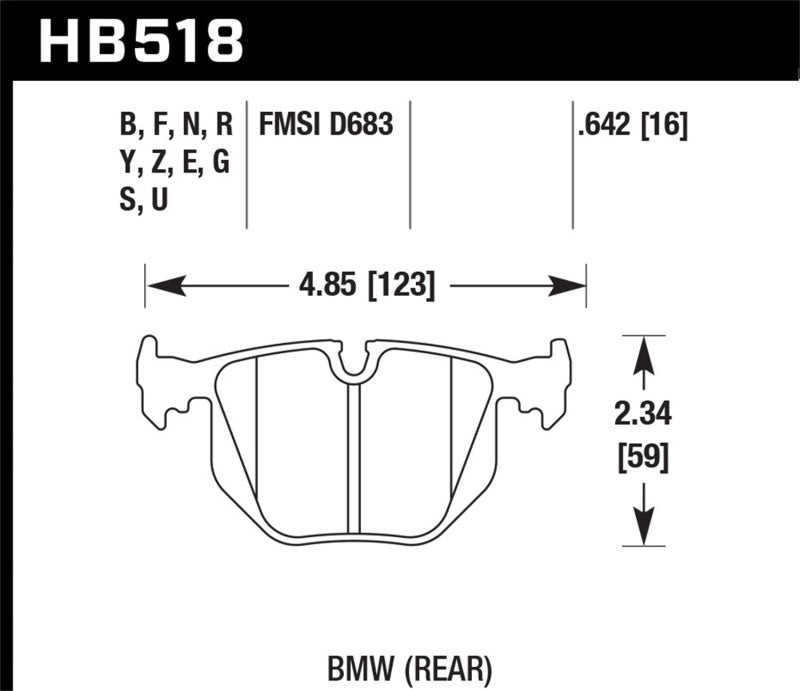Hawk Performance Hawk BMW 330CI/330I/330XI/525i/740i/754iL/M3/M5/X3/X5/Z4/Z8 / Range Rover HSE HT-10 Race Rear Brake