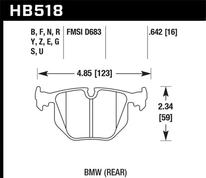Hawk Performance Hawk BMW 330CI/330I/330XI/525i/740i/754iL/M3/M5/X3/X5/Z4/Z8 / Range Rover HSE HT-10 Race Rear Brake