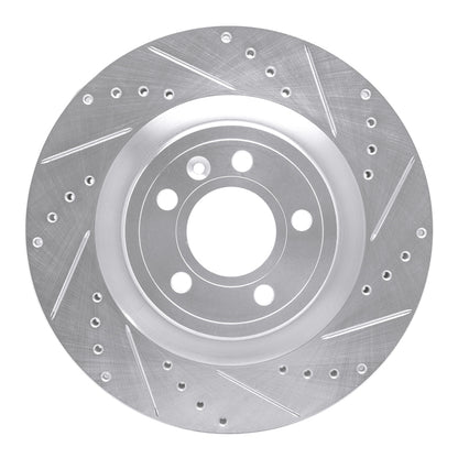 R1 Concepts R1 11-14 Ford Mustang Front Right Drilled & Slotted Silver Brake Rotor