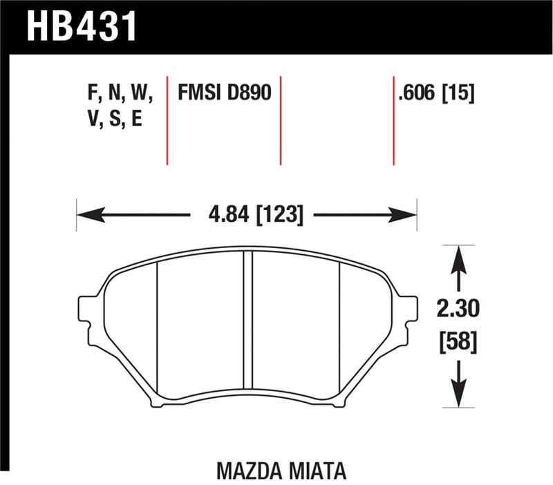 Hawk Performance Hawk 01-05 Miata w/ Sport Suspension Blue 9012 Front Brake Pads D890
