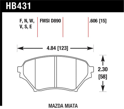 Hawk Performance Hawk 01-05 Miata w/ Sport Suspension Blue 9012 Front Brake Pads D890