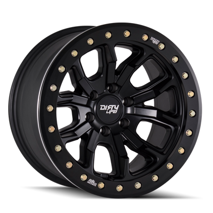 Dirty Life 9303 DT-1 17x9 / 5x127 BP / -12mm Offset / 78.1mm Hub Matte Black Wheel - Beadlock