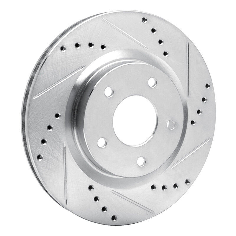 R1 Concepts R1 07-15 Nissan Rogue Front Right Drilled & Slotted Silver Brake Rotor
