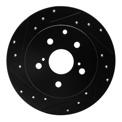 R1 Concepts R1 06-18 Lexus HS250H Rear Left Drilled & Slotted Black Brake Rotor