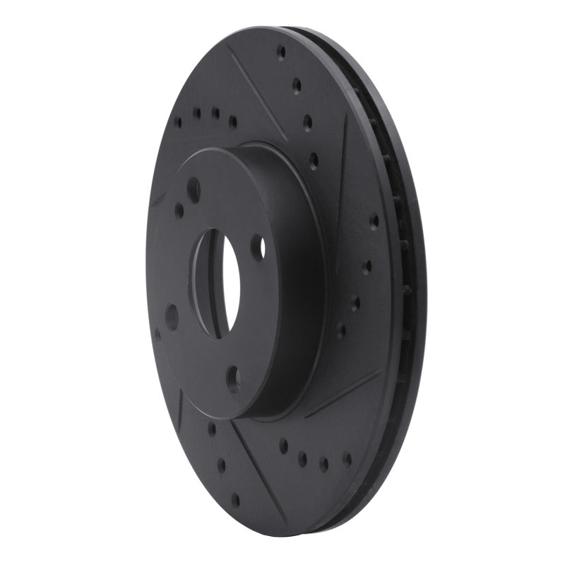 R1 Concepts R1 94-02 Mazda Miata Front Right Drilled & Slotted Black Brake Rotor
