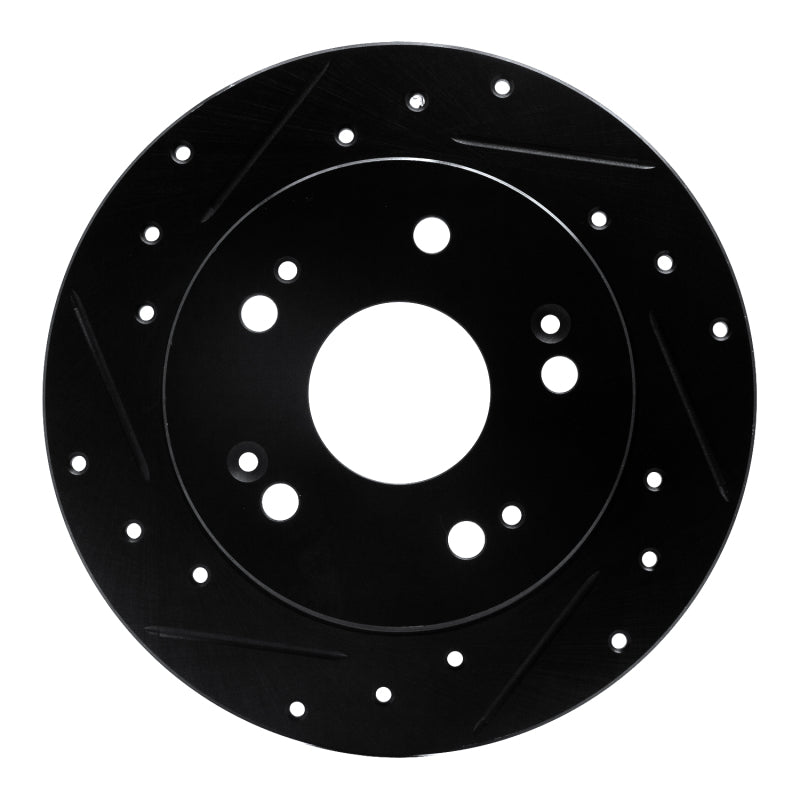 R1 Concepts R1 97-15 Acura ILX Rear Left Drilled & Slotted Black Brake Rotor
