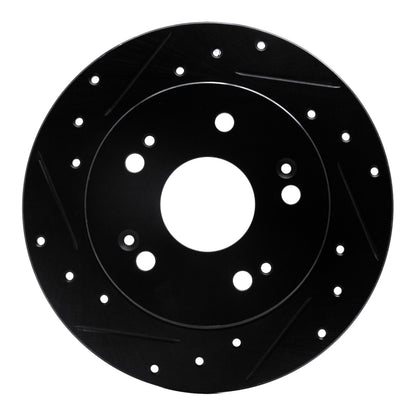 R1 Concepts R1 97-15 Acura ILX Rear Left Drilled & Slotted Black Brake Rotor