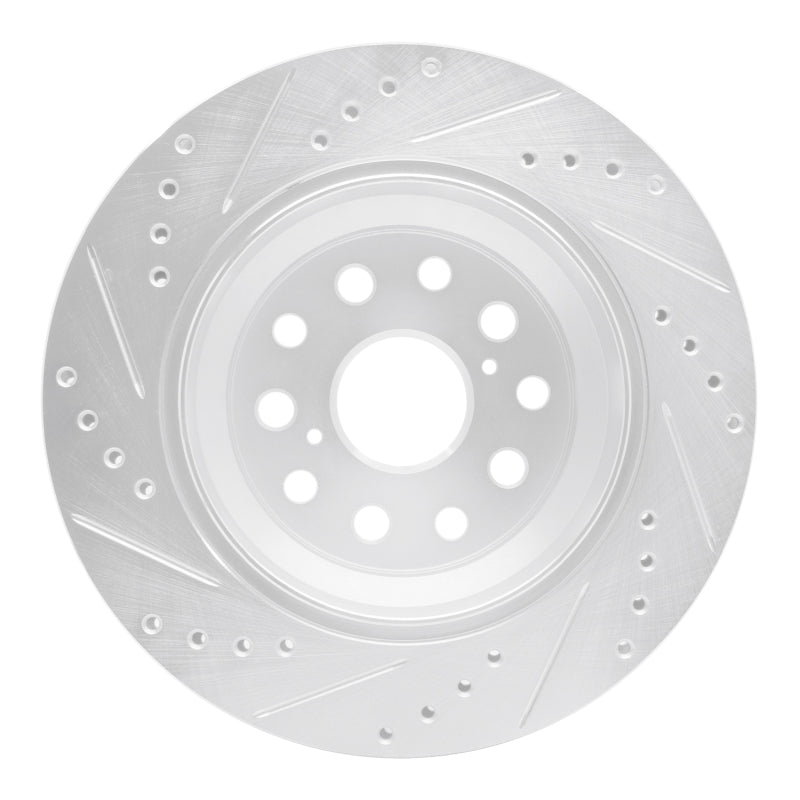 R1 Concepts R1 07-17 Lexus LS460 Rear Right Drilled & Slotted Silver Brake Rotor