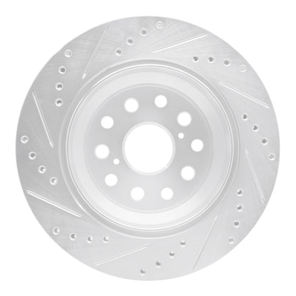 R1 Concepts R1 07-17 Lexus LS460 Rear Right Drilled & Slotted Silver Brake Rotor