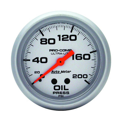 Autometer Ultra-Lite 2 5/8in Mechanical 200 PSI Oil Pressure Gauge
