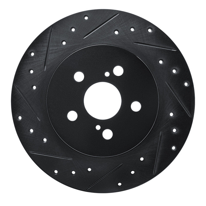 R1 Concepts R1 11-17 Lexus CT200H Rear Left Drilled & Slotted Black Brake Rotor