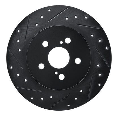 R1 Concepts R1 11-17 Lexus CT200H Rear Left Drilled & Slotted Black Brake Rotor