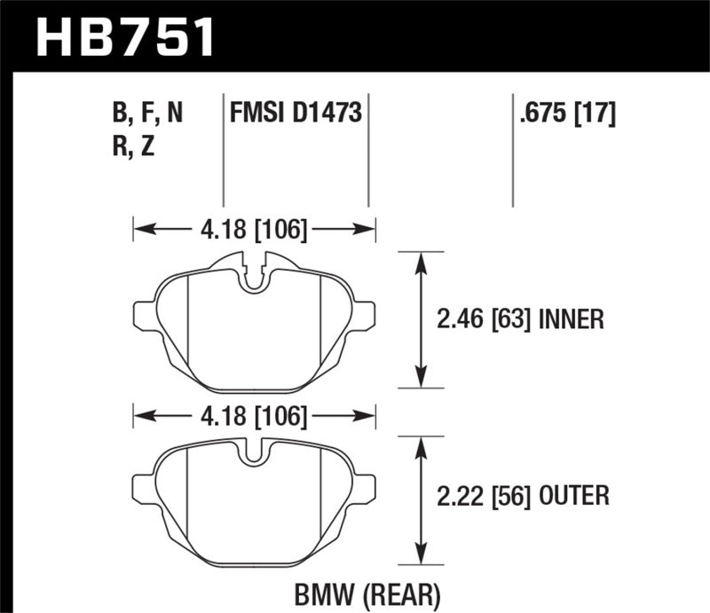 Hawk Performance Hawk 2015 BMW 428i Gran Coupe / 11-16 535i / 11-16 X3/X4 HPS 5.0 Rear Brake Pads