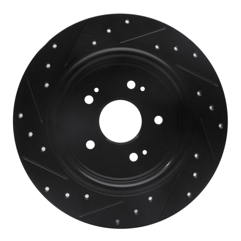 R1 Concepts R1 15-25 Acura TLX Rear Right Drilled & Slotted Black Brake Rotor