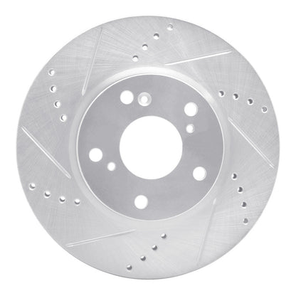 R1 Concepts R1 16-25 Honda Civic Coupe Front Left Drilled & Slotted Silver Brake Rotor