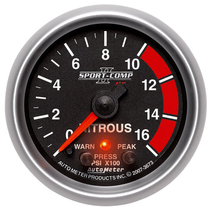 Autometer Sport-Comp II Pro Control 52mm 1600 PSI Nitrous Pressure Gauge