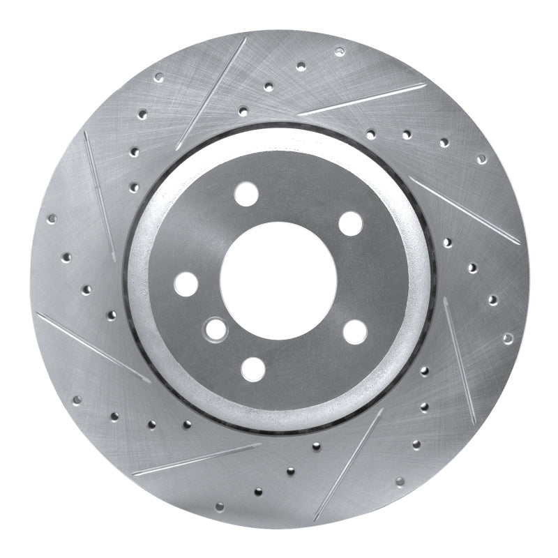 R1 Concepts R1 04-10 BMW 545I Rear Left Drilled & Slotted Silver Brake Rotor