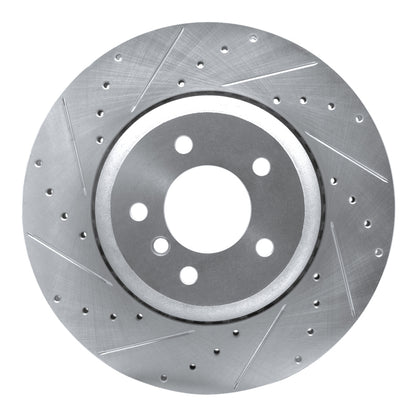 R1 Concepts R1 04-10 BMW 545I Rear Left Drilled & Slotted Silver Brake Rotor