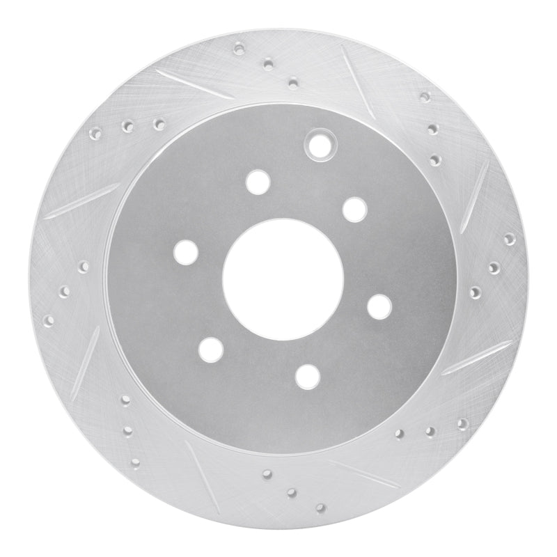 R1 Concepts R1 05-12 Nissan Pathfinder Rear Right Drilled & Slotted Silver Brake Rotor