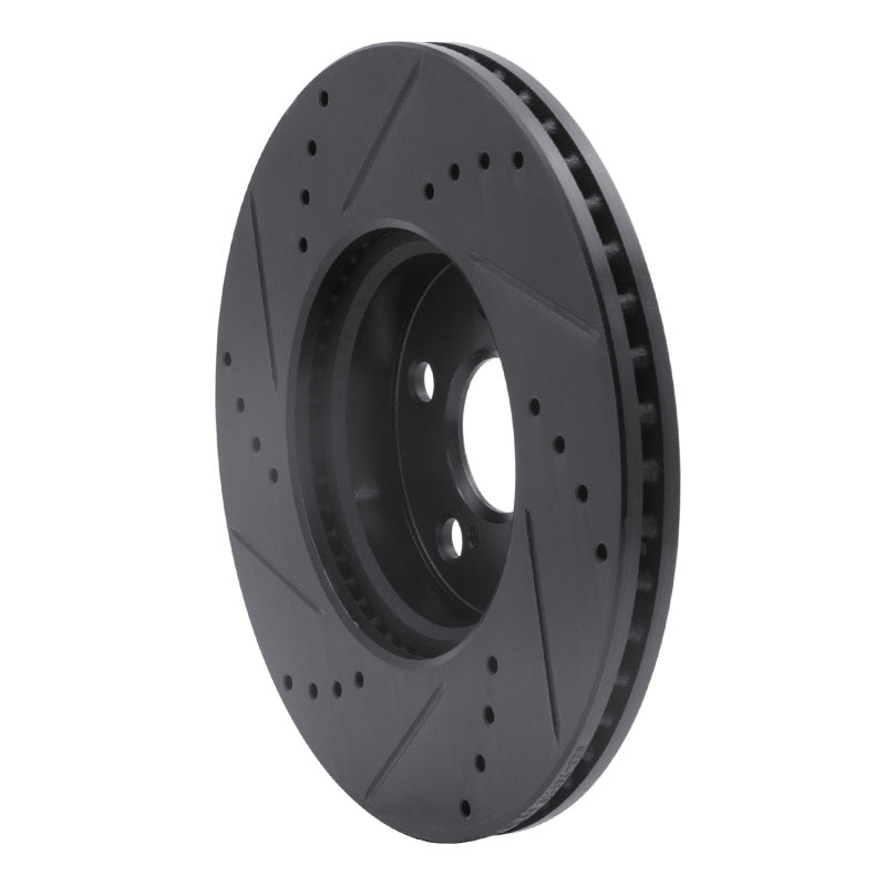 R1 Concepts R1 08-19 Pontiac Vibe Front Right Drilled & Slotted Black Brake Rotor