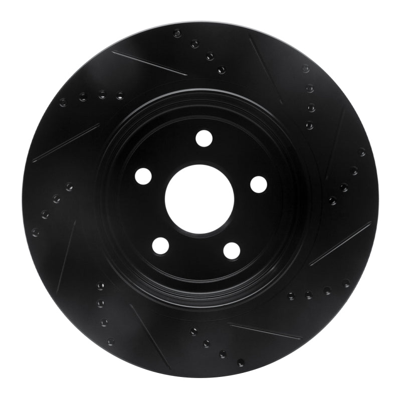 R1 Concepts R1 2012-2025 Dodge Durango Rear Left Drilled & Slotted Black Brake Rotor