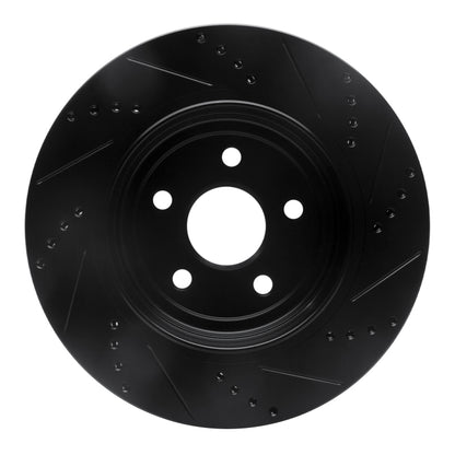 R1 Concepts R1 2012-2025 Dodge Durango Rear Left Drilled & Slotted Black Brake Rotor