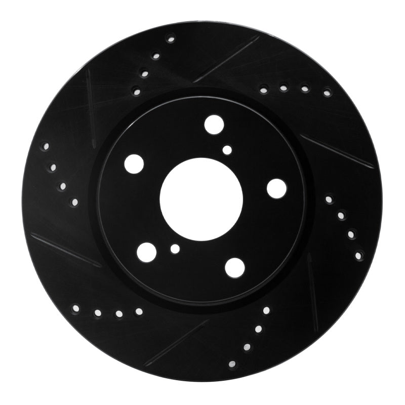 R1 Concepts R1 06-18 Lexus HS250H Front Left Drilled & Slotted Black Brake Rotor
